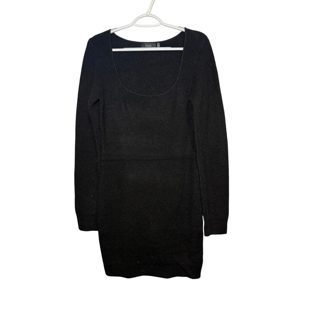 Vici black ribbed sweater dress womens‎ large minimalist capsule wardrobe cozy